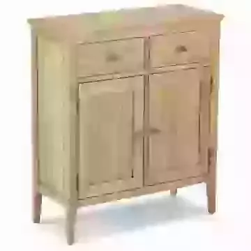 Oak 2 Door 2 Drawer Small Sideboard with Antique Brass Effect or Wooden Handles